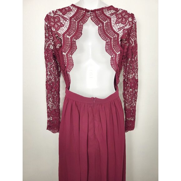 LULUS Awaken My Love Long Sleeve Lace Maxi Dress Crochet Open Back. Size Small - Picture 5 of 6